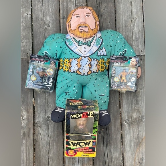 Vintage 1990s WWF WWE Wrestling Toys Bundle - Sealed CM Punk, Stuffie & More - Picture 1 of 10